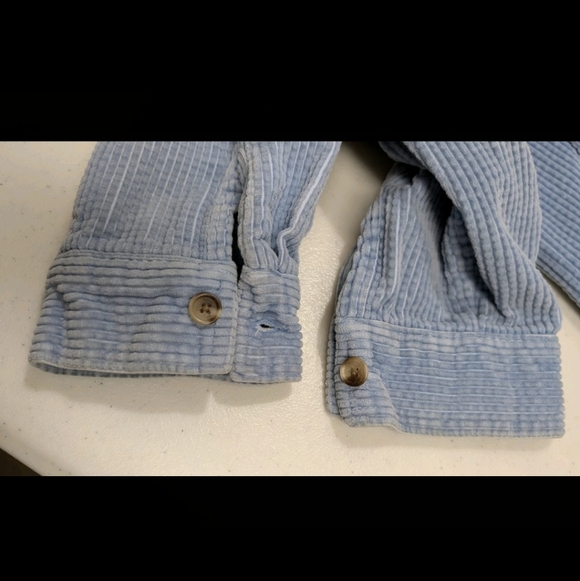 LL Bean Wide Whale Corduroy Shirt Jacket Shacket L Blue Outdoor Winter #2300 - Picture 9 of 9